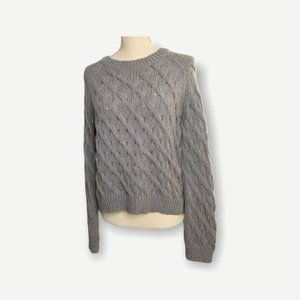 Inhabit Grey Loose Cable Knit Lattice Pattern Sweater Small